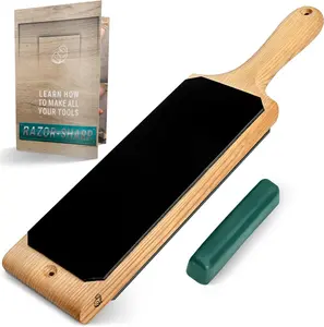 Leather Strop Kit for  Sharpening 15.2" - Leather  Strop with Polishing Compound - Stropping Kit Double Sided LS1P1, Razor Sharpener for , Chisels - eBook Guide Included