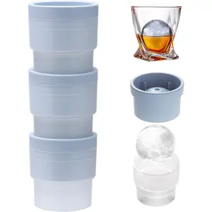 LORSIA Ice Ball Molds, Set of 4, Slow-Melting Stackable Ice Cube Maker, 2.5 Inch big Ice Spheres for Whiskey Cocktails Juice Beverages Bourbon