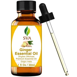 SVA Ginger Essential Oil – 1 Fl Oz – 100% Natural Ginger Oil - for Diffuser, Hair Care, Face, Skin Care, Aromatherapy, Scalp and Body Massage, Soap and Candle Making – with Dropper