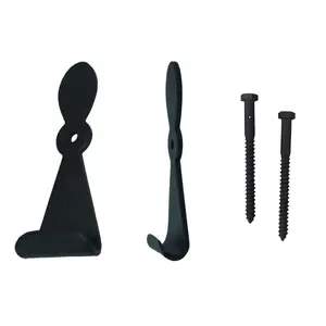 Wood Shutter Hardware 30-14-88267 Large Georgetown Shutter Dog with Lag Bolt, Black - Set of 2