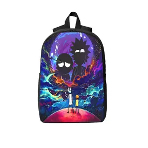 Rick and Morty Galaxy Print " Laptop Backpack, Durable Polyester with Breathable Straps & Side Pockets, Ideal for School, Travel & Fans