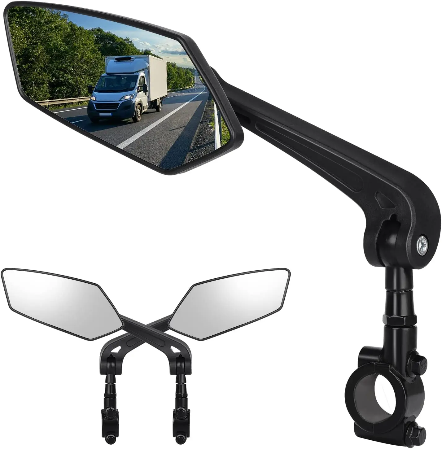 Bike Mirror Handlebar Mount, Bike Mirrors for Handlebars with Scratch Resistant Glass, 360°Adjustable Bike Rear View Mirror for Scooter, Motorcycle, Bikes