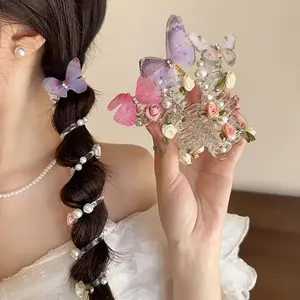 5 Super Fairy Butterfly Telephone Line Sweet Hair Ties for Women, High Elasticity Ponytail & Braid Hair Accessories for Bubble Braids