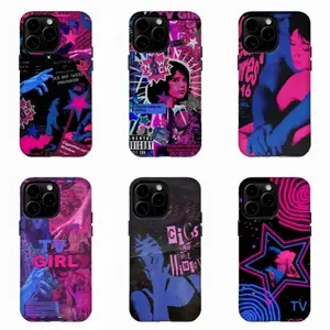 TV Girl Neon Pink & Blue Phone Case, Retro Indie Pop, Compatible with iPhone X, 11, 12, 13, 14, 15, 16, 17 & more