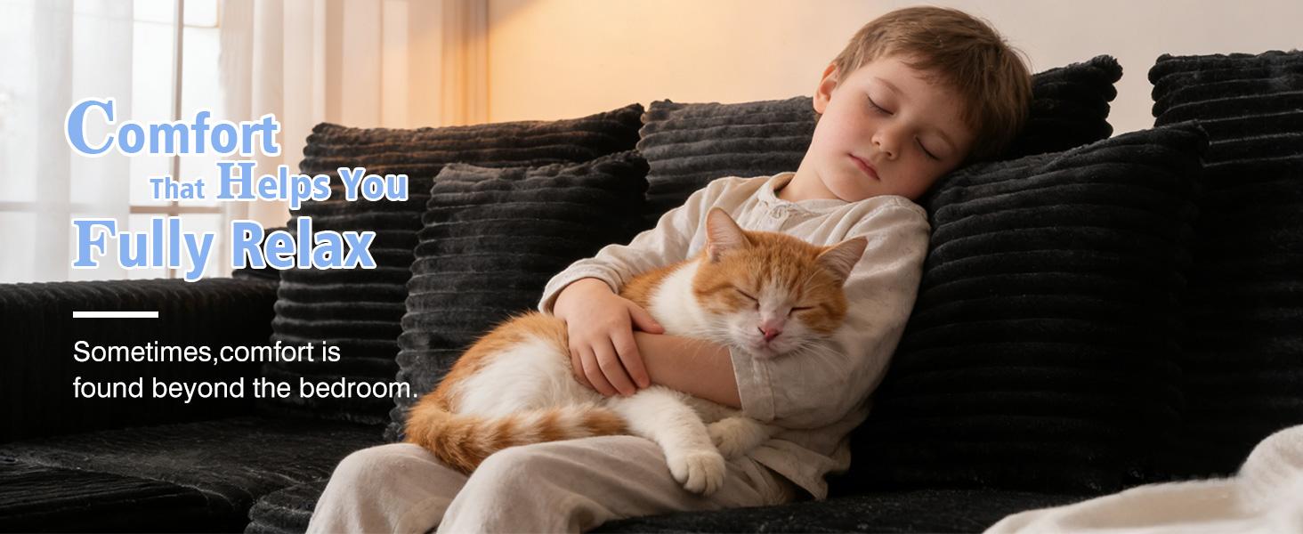 107" Boneless Modular Sectional Sofa, L-Shaped Cloud Couch with Deep Seat & High Backrest, Corduroy Couch Memory Foam Sectional Couch, No Assembly Required for Living Room Apartment  L-Shaped Modern Chenille Sofa Set