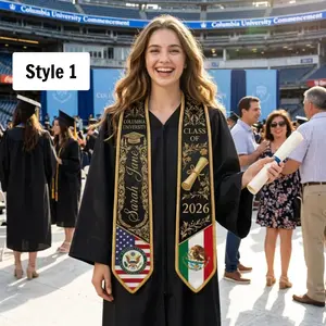 Personalized Two Flags Graduation Stole, Custom Mexico USA Double Flag Grad Sash, Class of 2026 International Student Gift, University Stole, personalized gift, college graduation