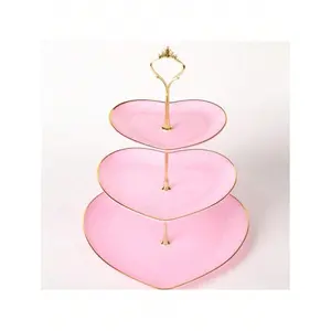 3-Tier Vinyl PVC Plastic Heart-Shaped Dessert Stand, Home & Party Supply for Wedding, Valentine's Day Decor