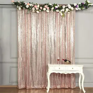 Blush Sequin Backdrop Drape Curtain, Photo Booth Event Divider Panel - 8ftx8ft