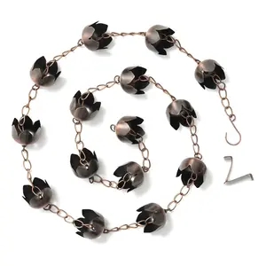 Glitzhome 8.5ft Faux Copper Lotus Flower Rain C hain