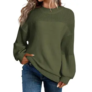 Dokotoo Women's Casual Long Sleeve Sweaters Loose Crewneck Knit Solid Pullover Sweater Jumper Tops(gift)