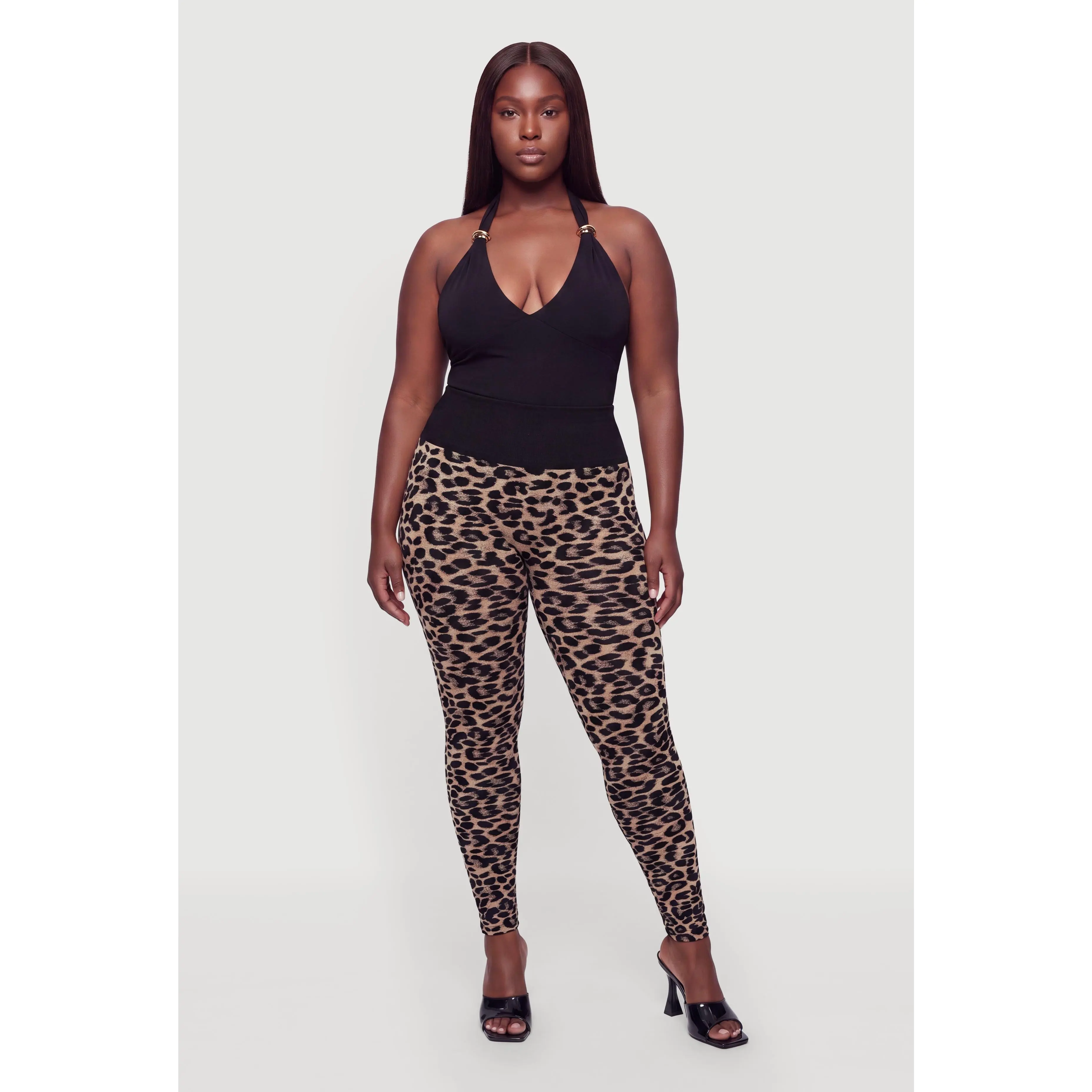 Plus Size Seamless Leopard Print Leggings