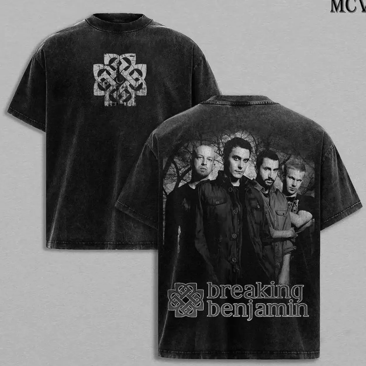 Breaking Benjamin Band Tee Washed, Vintage Oversize Heavy Cotton Unisex Alternative Metal Nu Metal Post-Grunge Rock T-Shirt & Sweatshirt, Retro Music Streetwear Top, World Tour Concert Merch, Live Performance Graphic Tee Gift for Fans 3W6