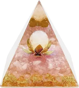 Tree of Life Orgonite Pyramid Kit White Crystal paired with Pink Crystal Positive Reiki Crystal Healing Orgone Collection Orgonite Pyramid Healing Crystal Gift for Friend