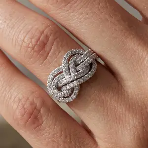 Maxine Gorgeous Infinity Knot Design Wedding Ring,5A Cubic Zirconia Bridal Ring Set,Women's Ring Jewelry,Wedding Ring Set for Daily,Travel,Proposal,Birthday,Anniversary, Daily Wear