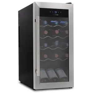 18 Bottle Wine Fridge Quiet Cooling Stainless Steel Door