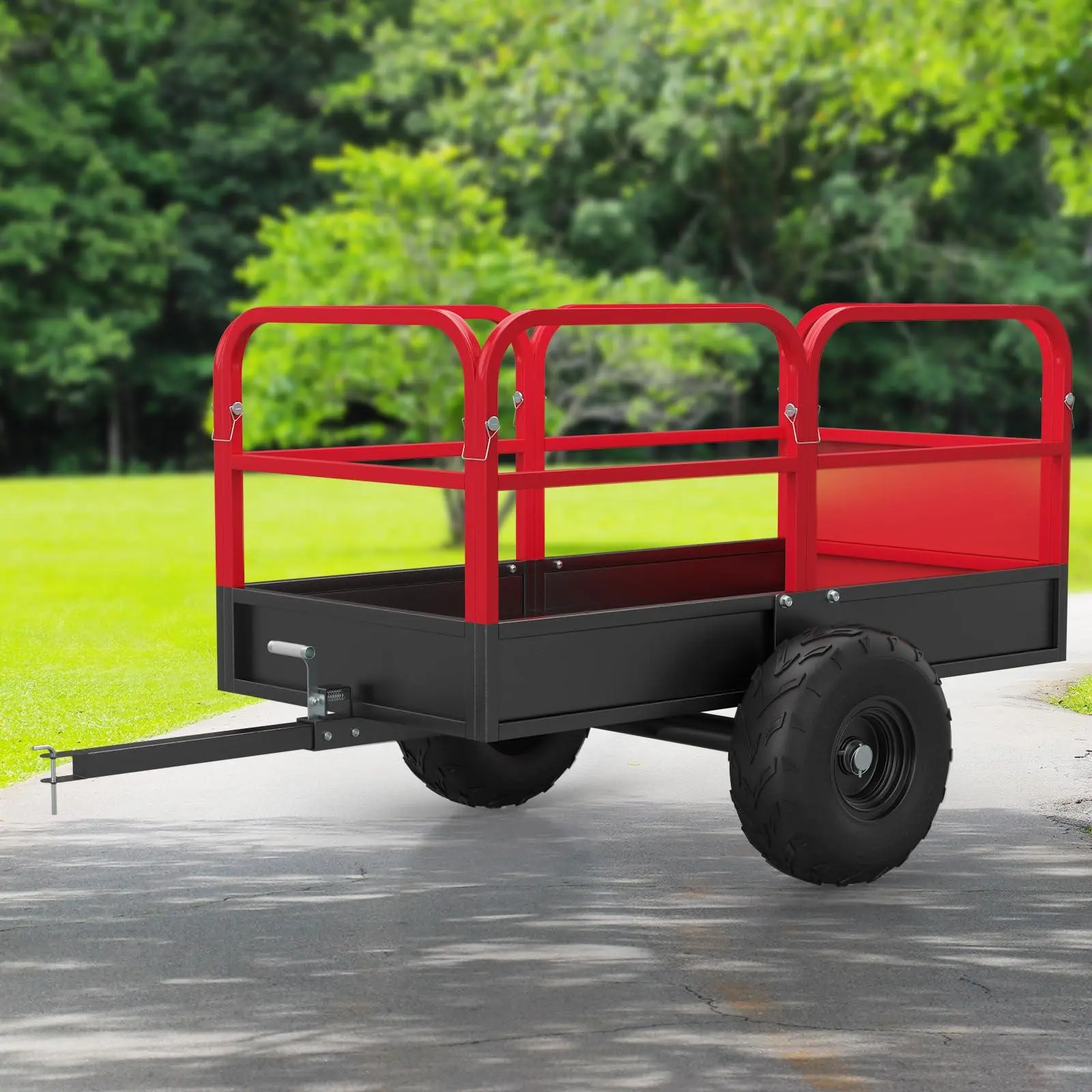1700 LBS Max Load Dump Utility Trailer with 17 Cu.ft Capacity Trailer Bed, Removable Steel Side Rail, Reinforced Steel Frame, Dual Hand-Foot Dump Release, 17x9 All-Terrain Tires & Universal Hitch