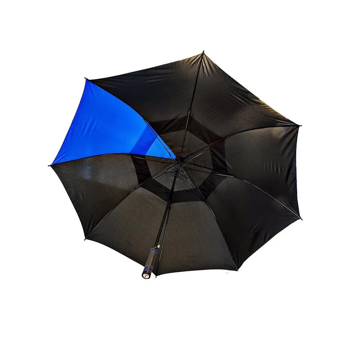 212 MAIN 72 in. Large Lady Golfer's Golf Umbrella, Golf Accessory, Black & Blue Nylon Fabric, Fiberglass Shaft, Outdoor Use Item