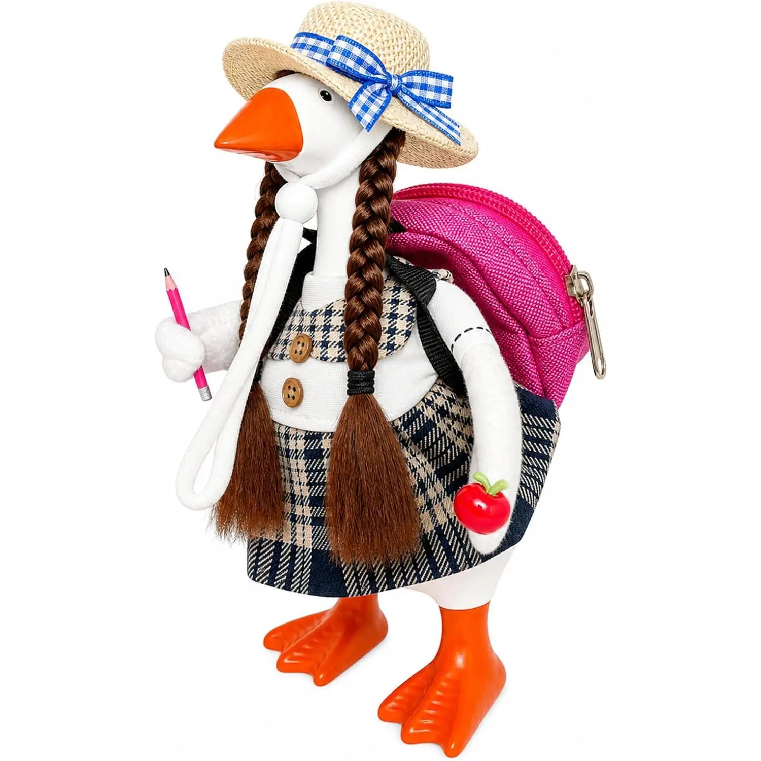 7 Inch Back to School Desk Goose Outfits, Mini Desktop Goose Accessories Set,Holiday Desk Goos Outfits with Schoolbag,Back to School