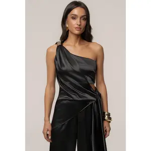 Black Palmera Satin Top
