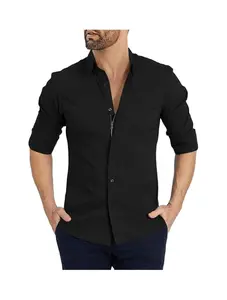 COOFANDY Mens Button Down Dress Shirt Long Sleeve Slim Fit Zip Up Formal Business Wedding Tuxedo Shirts