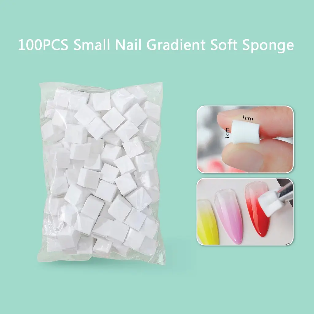 100 Pieces Square Nail Art Sponge Set for Gradient Nail Design, Smooth Gel Polish Application Tools, Essential Manicure Accessories, Nail Supplies