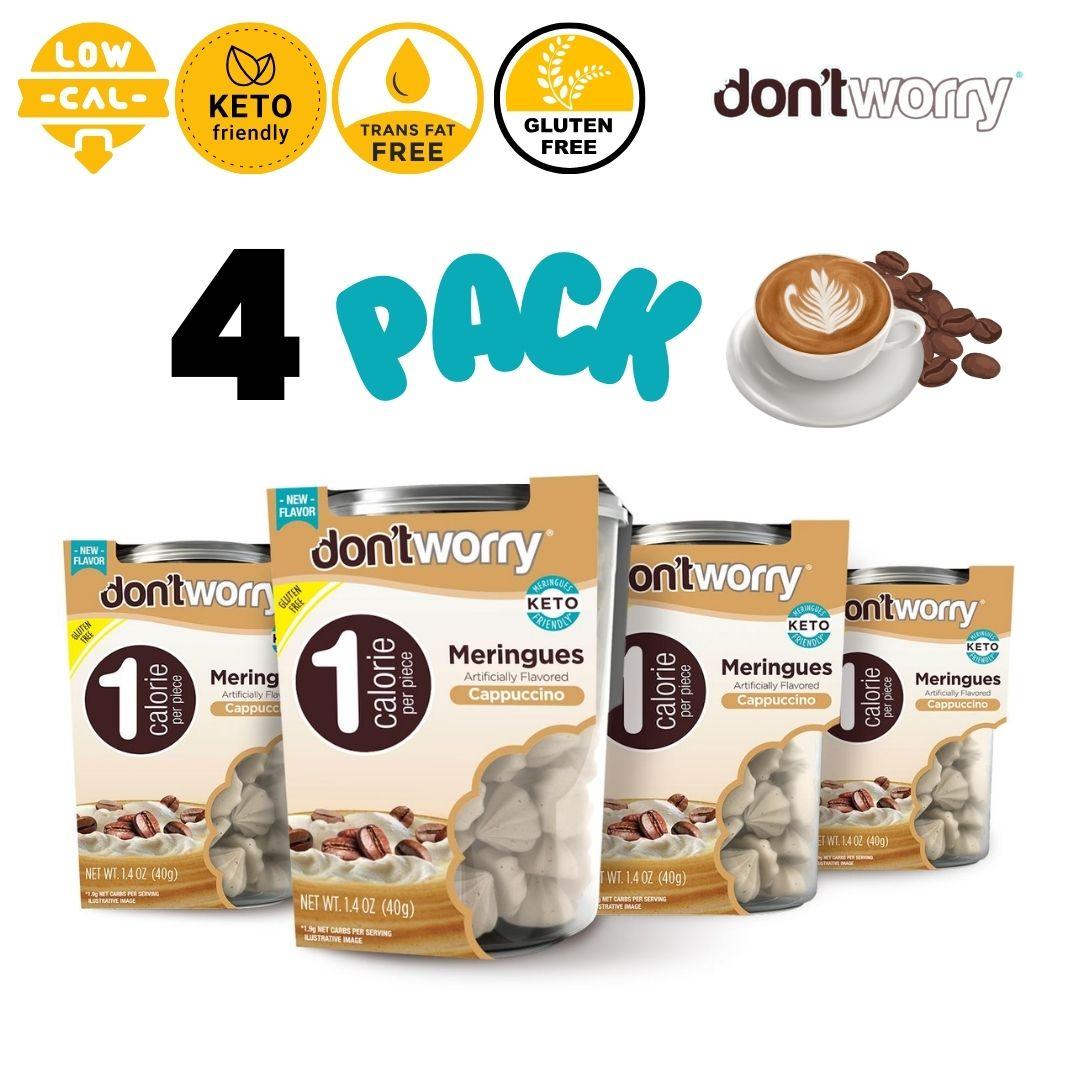 Just 1 Calorie Per Piece – Low Sugar Meringues 4PK – Cappuccino – Light & Guilt-Free Snack Sweet Coffee Dessert