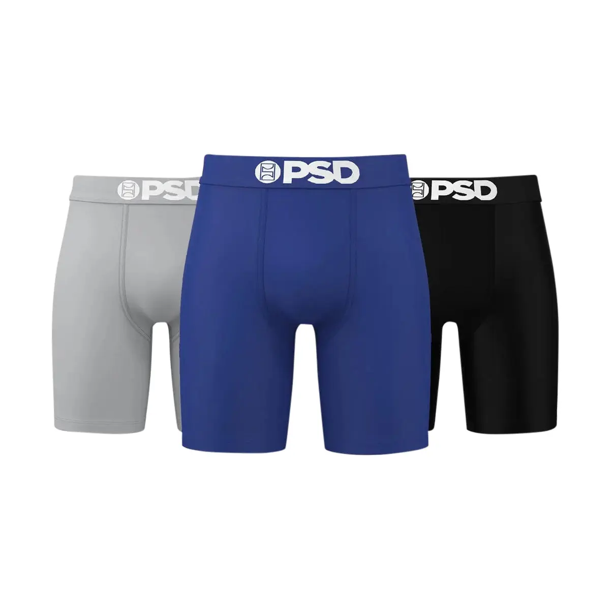 PSD Men's 3-Pack Cotton Blend Plain Solid Boxer Briefs - Tailored Cut, Breathable Activewear for Athletic, Casual Use