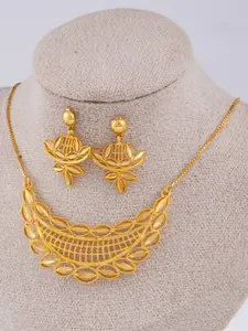Women's Copper Necklace Earrings Set, Elegant Fashion Jewelry for All Seasons, Luxury High-End Design, 2 Piece Set, Necklaces Earrings Set, Fashionable Jewelry Set, Matching Jewelry Set