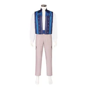 Men‘s Prince Fiyero Cosplay Costume Blue Vest Undershirt Belt Pants Set for Halloween