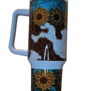 Turquoise Flower Cowhide 40oz Tumbler