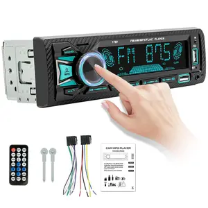 Single Din Car Stereo Marine Radio – Bluetooth Hands-Free Calling Audio Receiver with Digital LCD Display, FM Radio, MP3 Player, Quick Charge USB/SD/AUX, Built-In Microphone & Remote Control