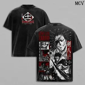 Zaraki Kenpachi Bleach Tee – Kenpachi Zaraki Vintage Washed T-Shirt | Battle Beast | Nozarashi | TYBW Final Part The Calamity Anime Manga Graphic Tee | Heavy Cotton Unisex Oversized Streetwear Top