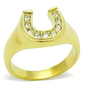 ETERNAL SPARKLES Women's Clear Pave CZ Horseshoe Equestrian Novelty Statement Fashion Ring - Gold