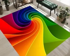 Vibrant Rainbow Swirl Rug, Psychedelic Colorful Floor Mat, Optical Illusion Decor, Trippy Aesthetic, Bright Accent, Bold Statement Piece,aesthetic room rug, rugs for room men, cool rugs, hypebeast rugs, shoes off rug "