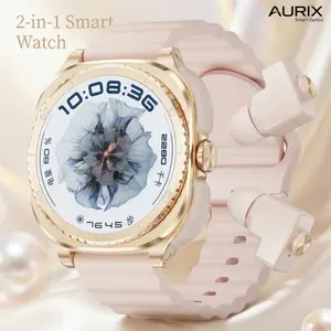 GT99 Women Luxury Smart Watch with Built in Earbuds HD Touch Screen Bluetooth Calling Music Playback Fitness Tracker for Daily Commuting and Active Lifestyle