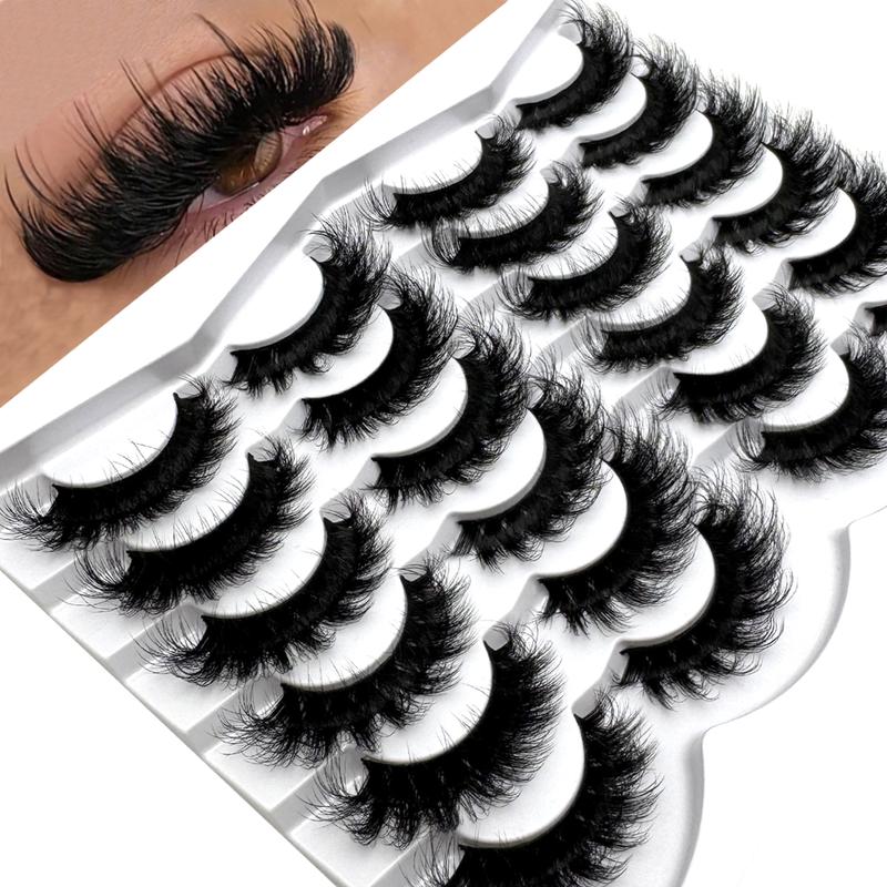 MKYDCG Dramatic Long Thick Volume 12 Pairs Cat Eye Lashes Fluffy Faux Mink 8D Wispy False Eyelashes Makeup Cosmetic Enhancer