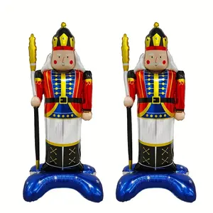 47-inch Christmas Standing Guard Balloon Nutcracker Soldier Shape Party Decoration New Year Birthday