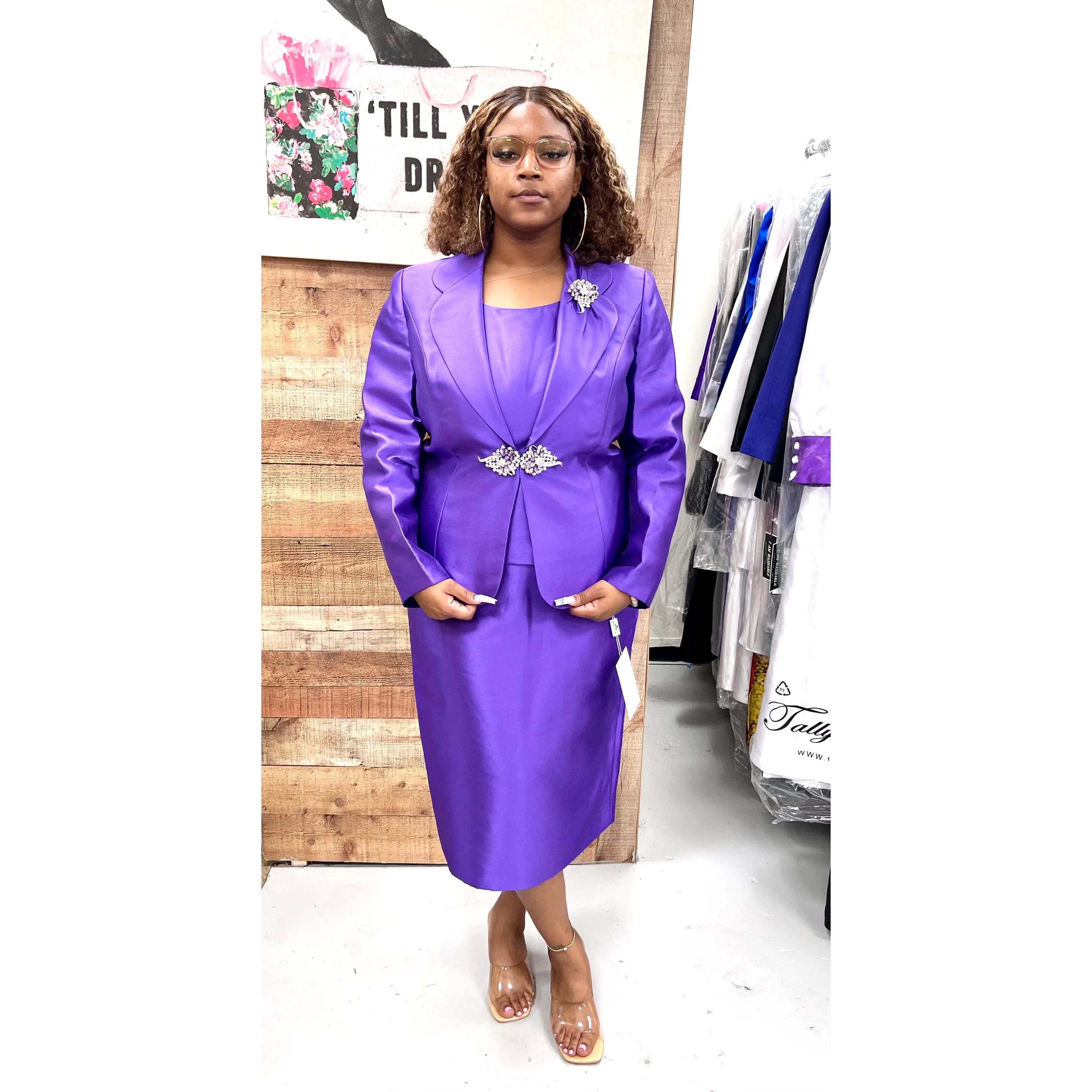 Serafina 4114 Silky Twill Skirt Suit