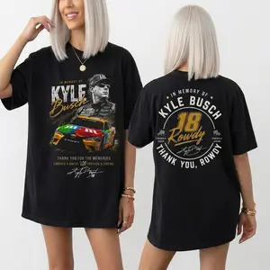 Vintage Kyle Busch Shirt Rowdy Tribute T-Shirt In Memory Motorsport Graphic Tee Auto Racing Fan Memorial Apparel Unisex Gift