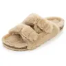 FITORY Women's Round Toe Slide Slippers - Cute Fuzzy Ankle Slip-On, Warm Inner Lining, Cushioned Elegant Casual Bedroom Footwear for Cozy Home Comfort
