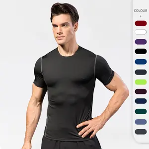 Men's Compression Training Fitness Shirt Running Short Sleeve Sports Shirt Elastic Quick-Dry T-Shirt