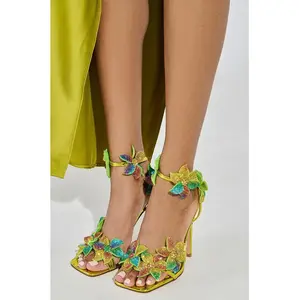 AZALEA WANG NERIYA MULTI RHINESTONE FLOWER STILETTO SANDAL