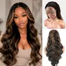 AFRIBYE 13x6 Lace Front Human Hair Wig - 13x6 HD Transparent Lace, FB/30 Honey Brown Ombre Body Wave Wig, 180% Density Brazilian Virgin, Thick Heat-Safe for Black Women's Everyday Wear