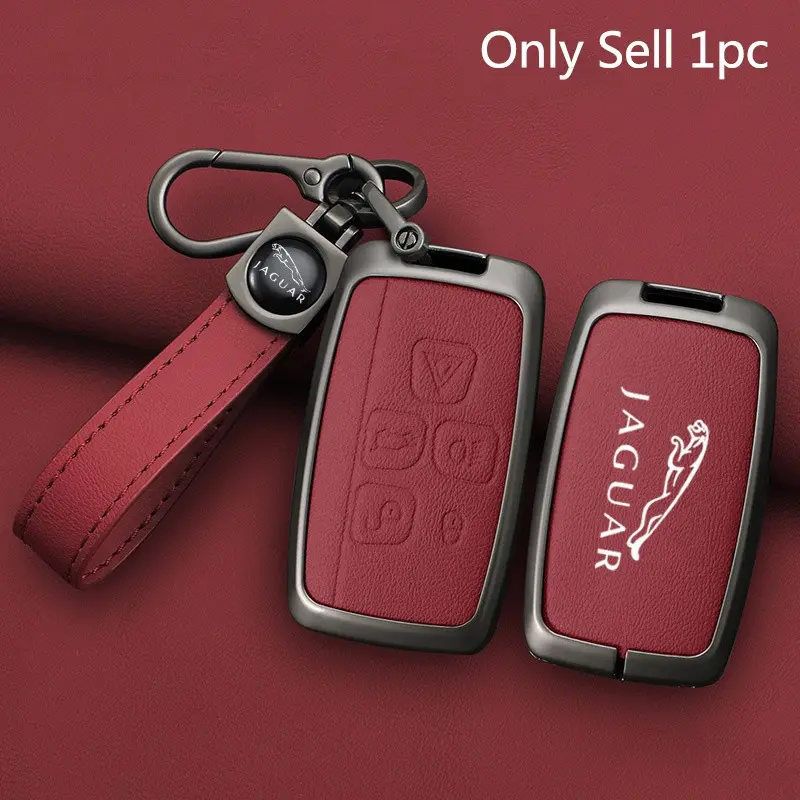 Zinc Alloy Leather Car Key Case Cover Key Bag Shell Holder Keychain For Jaguar Freelander XFL XE XJ XF Auto Key Protection Accessories Car Key Accessory Car Key Protector Key Covers For Car Keys