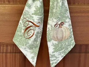 Monogrammed Autumn Toile Wreath Sash: Elegant Pumpkin Door Swag