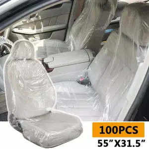 100Pcs Disposable Plastic Car Seat Covers Universal Thick Waterproof Lightweight Protector for Auto Repair Pet & Mess Protection Fits Most Cars Easy Install & Storage
