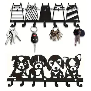 Cat Or Dog Design Wall Mounted Key Holder, 1 Count Creative Iron Key Storage Rack, Home Organizer for Living Room, Kitchen, Bedroom, Bathroom, Storage Hooks