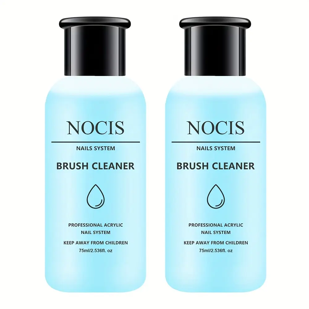 2Pcs 75ml Nail Brush Cleaner, Professional Acrylic Nail Brush Cleaner Solution, Nail Art Brush Restorer & Cleaner for Gel Polish, Acrylic Liquid, Nail Glue, Residue Remover, Manicure Tool Cleaner for Nail Techs