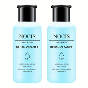 2Pcs 75ml Nail Brush Cleaner, Professional Acrylic Nail Brush Cleaner Solution, Nail Art Brush Restorer & Cleaner for Gel Polish, Acrylic Liquid, Nail Glue, Residue Remover, Manicure Tool Cleaner for Nail Techs