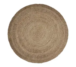 Ox Bay Hand Braided Brown Striped Jute Indoor Area Rug, 6'x6'